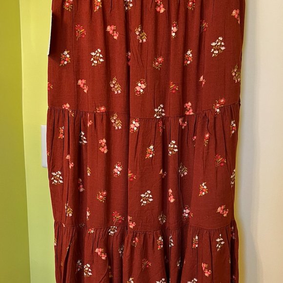 Brown Floral Midi Skirt - Picture 4 of 4